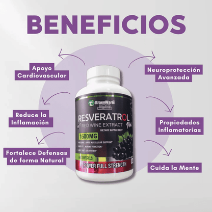 Resveratrol® ORIGINAL: (DOSIS PARA 1 MES) Recupera tu energía y enfrenta el día con fuerza + ENVÍO GRATIS 🚚