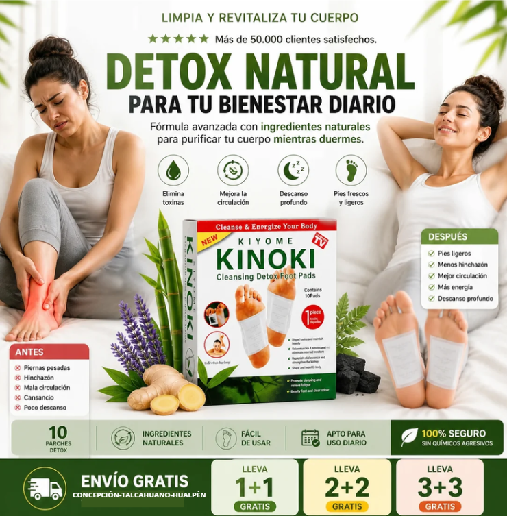 Parches Kinoki™: Elimina la HINCHAZÓN de tus pies + ENVÍO GRATIS 🚚